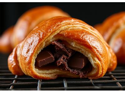 Pain au chocolat avec barres de chocolat